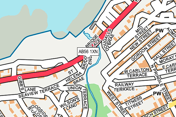AB56 1XN map - OS OpenMap – Local (Ordnance Survey) AB56 1XN map - OS OpenMap – Local (Ordnance Survey)