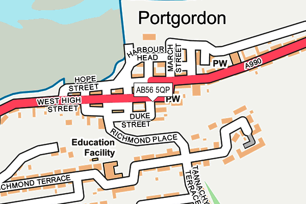 AB56 5QP map - OS OpenMap – Local (Ordnance Survey) AB56 5QP map - OS OpenMap – Local (Ordnance Survey)