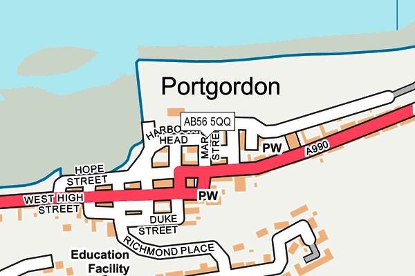 AB56 5QQ map - OS OpenMap – Local (Ordnance Survey) AB56 5QQ map - OS OpenMap – Local (Ordnance Survey)