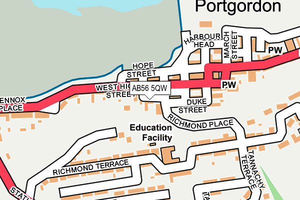 AB56 5QW map - OS OpenMap – Local (Ordnance Survey) AB56 5QW map - OS OpenMap – Local (Ordnance Survey)