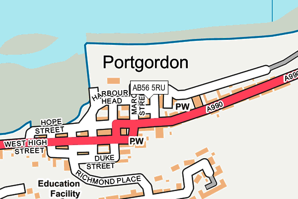 AB56 5RU map - OS OpenMap – Local (Ordnance Survey) AB56 5RU map - OS OpenMap – Local (Ordnance Survey)