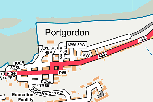 AB56 5RW map - OS OpenMap – Local (Ordnance Survey) AB56 5RW map - OS OpenMap – Local (Ordnance Survey)