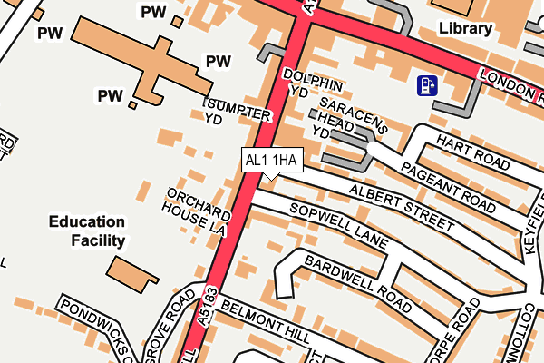 AL1 1HA map - OS OpenMap – Local (Ordnance Survey) AL1 1HA map - OS OpenMap – Local (Ordnance Survey)
