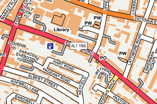AL1 1NS map - OS OpenMap – Local (Ordnance Survey) AL1 1NS map - OS OpenMap – Local (Ordnance Survey)