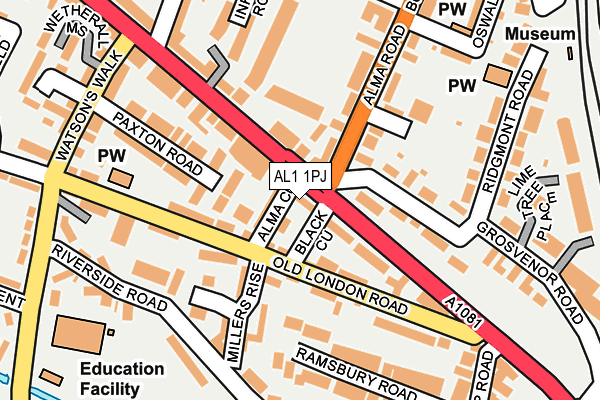 AL1 1PJ map - OS OpenMap – Local (Ordnance Survey)