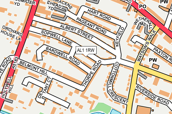 AL1 1RW map - OS OpenMap – Local (Ordnance Survey) AL1 1RW map - OS OpenMap – Local (Ordnance Survey)