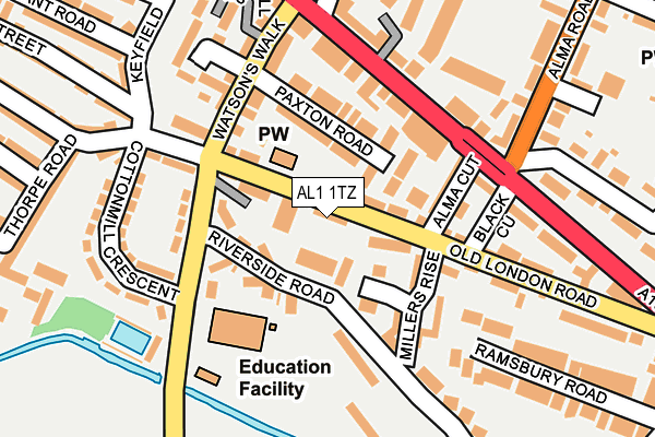 AL1 1TZ map - OS OpenMap – Local (Ordnance Survey) AL1 1TZ map - OS OpenMap – Local (Ordnance Survey)