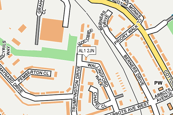 AL1 2JN map - OS OpenMap – Local (Ordnance Survey) AL1 2JN map - OS OpenMap – Local (Ordnance Survey)