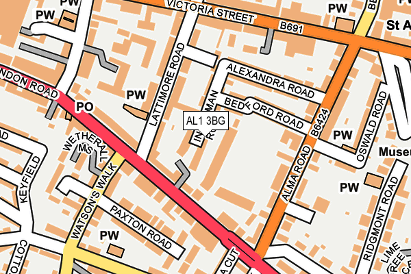 AL1 3BG map - OS OpenMap – Local (Ordnance Survey) AL1 3BG map - OS OpenMap – Local (Ordnance Survey)