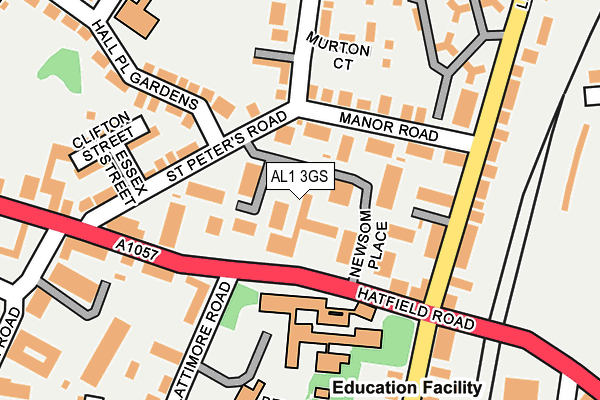 AL1 3GS map - OS OpenMap – Local (Ordnance Survey) AL1 3GS map - OS OpenMap – Local (Ordnance Survey)