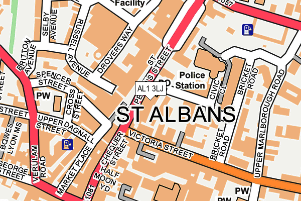 AL1 3LJ map - OS OpenMap – Local (Ordnance Survey) AL1 3LJ map - OS OpenMap – Local (Ordnance Survey)