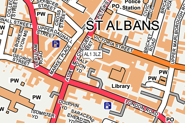 AL1 3LZ map - OS OpenMap – Local (Ordnance Survey) AL1 3LZ map - OS OpenMap – Local (Ordnance Survey)