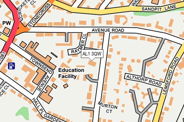 AL1 3QW map - OS OpenMap – Local (Ordnance Survey) AL1 3QW map - OS OpenMap – Local (Ordnance Survey)