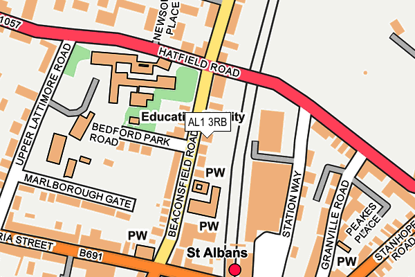 AL1 3RB map - OS OpenMap – Local (Ordnance Survey) AL1 3RB map - OS OpenMap – Local (Ordnance Survey)