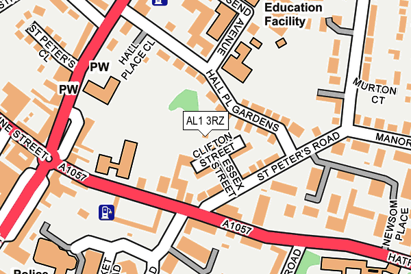 AL1 3RZ map - OS OpenMap – Local (Ordnance Survey) AL1 3RZ map - OS OpenMap – Local (Ordnance Survey)