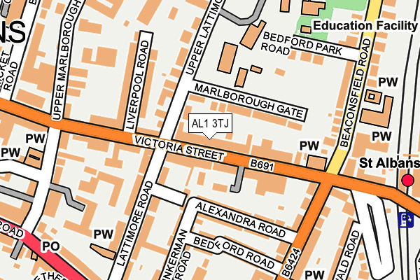 AL1 3TJ map - OS OpenMap – Local (Ordnance Survey) AL1 3TJ map - OS OpenMap – Local (Ordnance Survey)