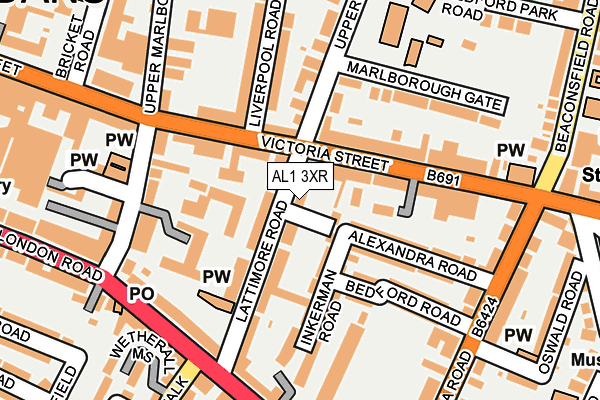 AL1 3XR map - OS OpenMap – Local (Ordnance Survey) AL1 3XR map - OS OpenMap – Local (Ordnance Survey)