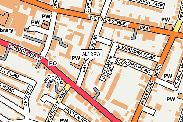 AL1 3XW map - OS OpenMap – Local (Ordnance Survey) AL1 3XW map - OS OpenMap – Local (Ordnance Survey)
