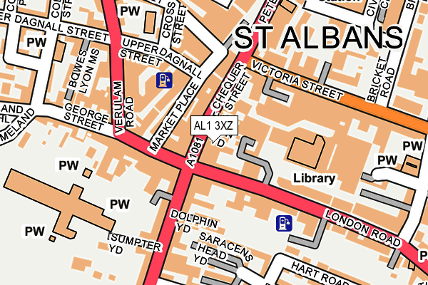 AL1 3XZ map - OS OpenMap – Local (Ordnance Survey) AL1 3XZ map - OS OpenMap – Local (Ordnance Survey)