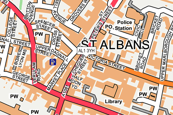 AL1 3YH map - OS OpenMap – Local (Ordnance Survey) AL1 3YH map - OS OpenMap – Local (Ordnance Survey)