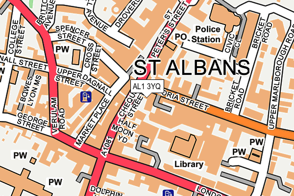 AL1 3YQ map - OS OpenMap – Local (Ordnance Survey) AL1 3YQ map - OS OpenMap – Local (Ordnance Survey)