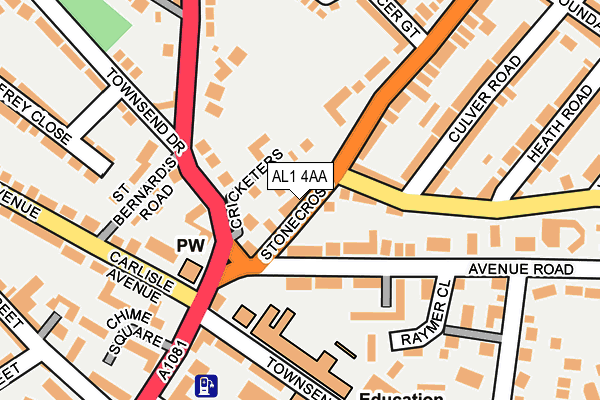 AL1 4AA map - OS OpenMap – Local (Ordnance Survey) AL1 4AA map - OS OpenMap – Local (Ordnance Survey)