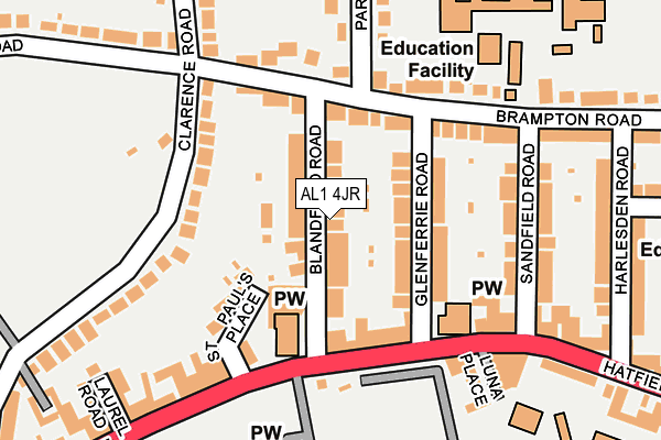 AL1 4JR map - OS OpenMap – Local (Ordnance Survey) AL1 4JR map - OS OpenMap – Local (Ordnance Survey)