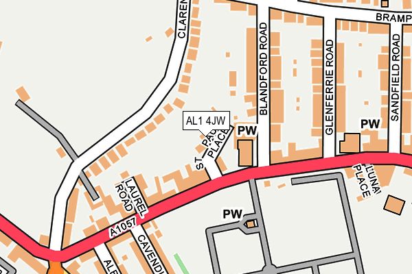 AL1 4JW map - OS OpenMap – Local (Ordnance Survey) AL1 4JW map - OS OpenMap – Local (Ordnance Survey)