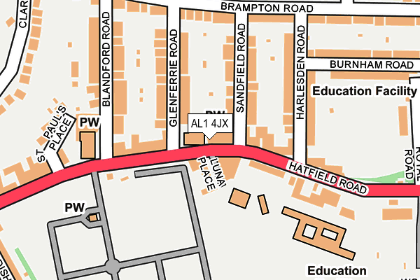 AL1 4JX map - OS OpenMap – Local (Ordnance Survey) AL1 4JX map - OS OpenMap – Local (Ordnance Survey)