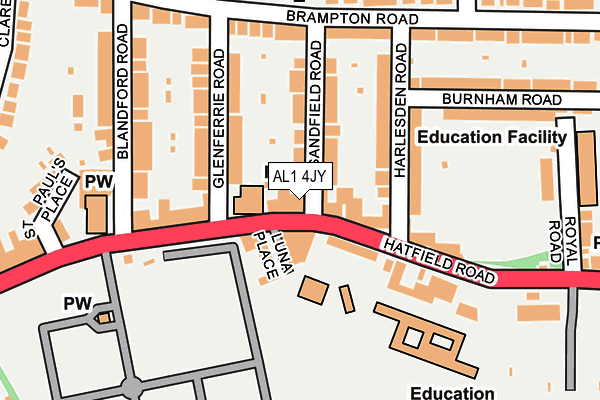 AL1 4JY map - OS OpenMap – Local (Ordnance Survey) AL1 4JY map - OS OpenMap – Local (Ordnance Survey)