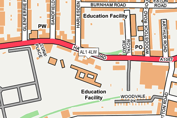AL1 4LW map - OS OpenMap – Local (Ordnance Survey) AL1 4LW map - OS OpenMap – Local (Ordnance Survey)