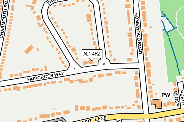 AL1 4RZ map - OS OpenMap – Local (Ordnance Survey) AL1 4RZ map - OS OpenMap – Local (Ordnance Survey)