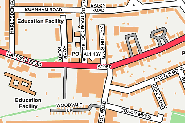AL1 4SY map - OS OpenMap – Local (Ordnance Survey) AL1 4SY map - OS OpenMap – Local (Ordnance Survey)