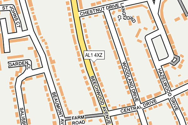 AL1 4XZ map - OS OpenMap – Local (Ordnance Survey) AL1 4XZ map - OS OpenMap – Local (Ordnance Survey)