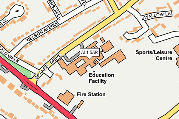 AL1 5AR map - OS OpenMap – Local (Ordnance Survey) AL1 5AR map - OS OpenMap – Local (Ordnance Survey)