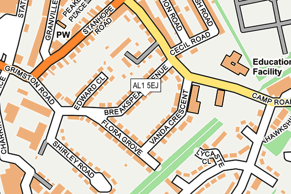 AL1 5EJ map - OS OpenMap – Local (Ordnance Survey) AL1 5EJ map - OS OpenMap – Local (Ordnance Survey)