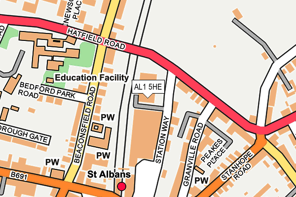 AL1 5HE map - OS OpenMap – Local (Ordnance Survey) AL1 5HE map - OS OpenMap – Local (Ordnance Survey)