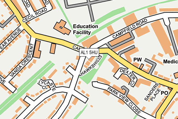 AL1 5HU map - OS OpenMap – Local (Ordnance Survey) AL1 5HU map - OS OpenMap – Local (Ordnance Survey)
