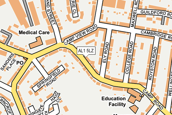 AL1 5LZ map - OS OpenMap – Local (Ordnance Survey) AL1 5LZ map - OS OpenMap – Local (Ordnance Survey)