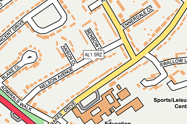 AL1 5RZ map - OS OpenMap – Local (Ordnance Survey) AL1 5RZ map - OS OpenMap – Local (Ordnance Survey)