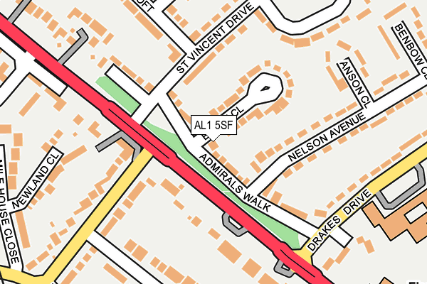 AL1 5SF map - OS OpenMap – Local (Ordnance Survey) AL1 5SF map - OS OpenMap – Local (Ordnance Survey)