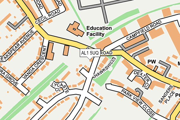 AL1 5UQ map - OS OpenMap – Local (Ordnance Survey) AL1 5UQ map - OS OpenMap – Local (Ordnance Survey)