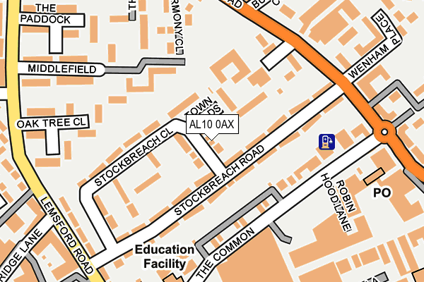 AL10 0AX map - OS OpenMap – Local (Ordnance Survey) AL10 0AX map - OS OpenMap – Local (Ordnance Survey)