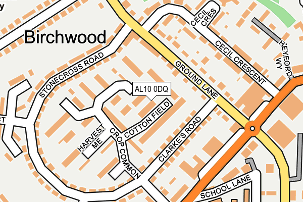 AL10 0DQ map - OS OpenMap – Local (Ordnance Survey) AL10 0DQ map - OS OpenMap – Local (Ordnance Survey)