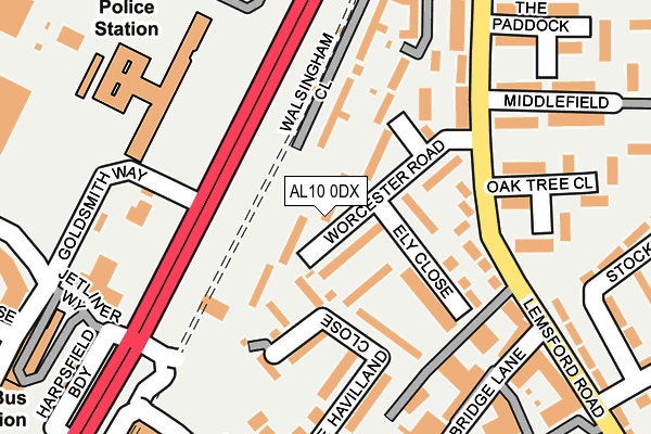 AL10 0DX map - OS OpenMap – Local (Ordnance Survey) AL10 0DX map - OS OpenMap – Local (Ordnance Survey)