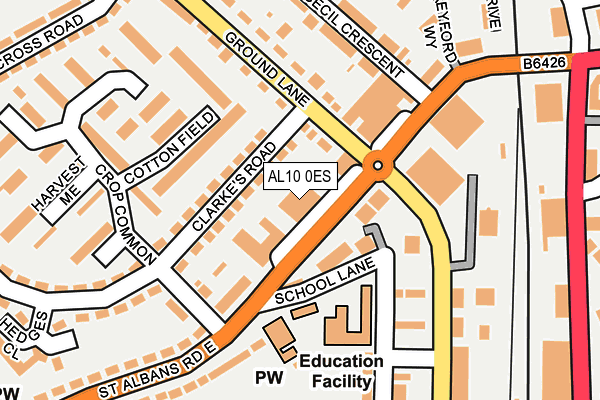 AL10 0ES map - OS OpenMap – Local (Ordnance Survey) AL10 0ES map - OS OpenMap – Local (Ordnance Survey)