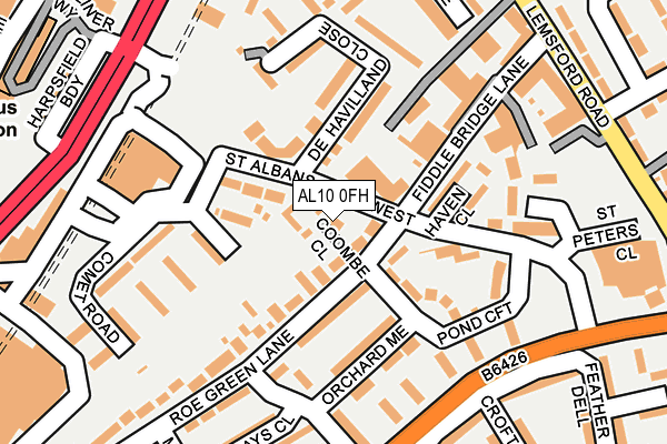 AL10 0FH map - OS OpenMap – Local (Ordnance Survey) AL10 0FH map - OS OpenMap – Local (Ordnance Survey)