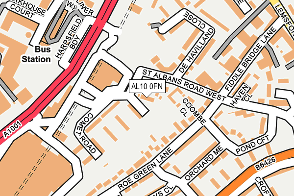 AL10 0FN map - OS OpenMap – Local (Ordnance Survey) AL10 0FN map - OS OpenMap – Local (Ordnance Survey)