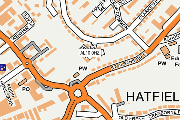 AL10 0HZ map - OS OpenMap – Local (Ordnance Survey) AL10 0HZ map - OS OpenMap – Local (Ordnance Survey)