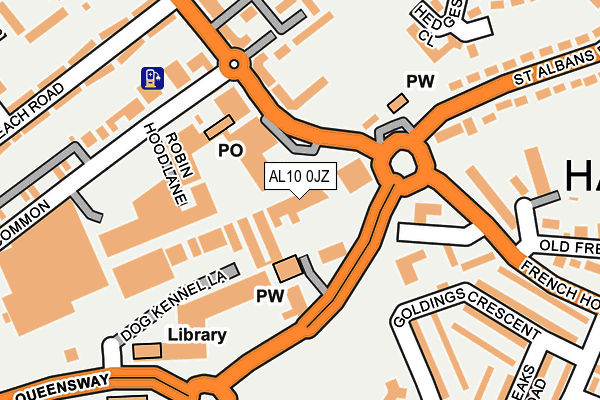 AL10 0JZ map - OS OpenMap – Local (Ordnance Survey) AL10 0JZ map - OS OpenMap – Local (Ordnance Survey)